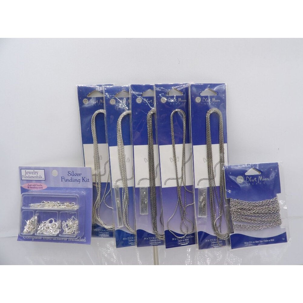 Jewelry Making Supplies by Blue Moon Beads, Silver Tone findings Kit, Metal Chai